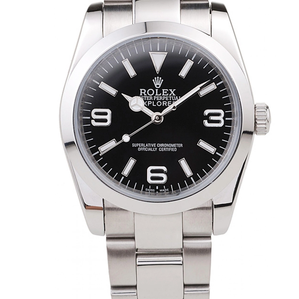 Aaa fake watches Dial Black Steel Polished Explorer 98087 Stainless Rolex 0730